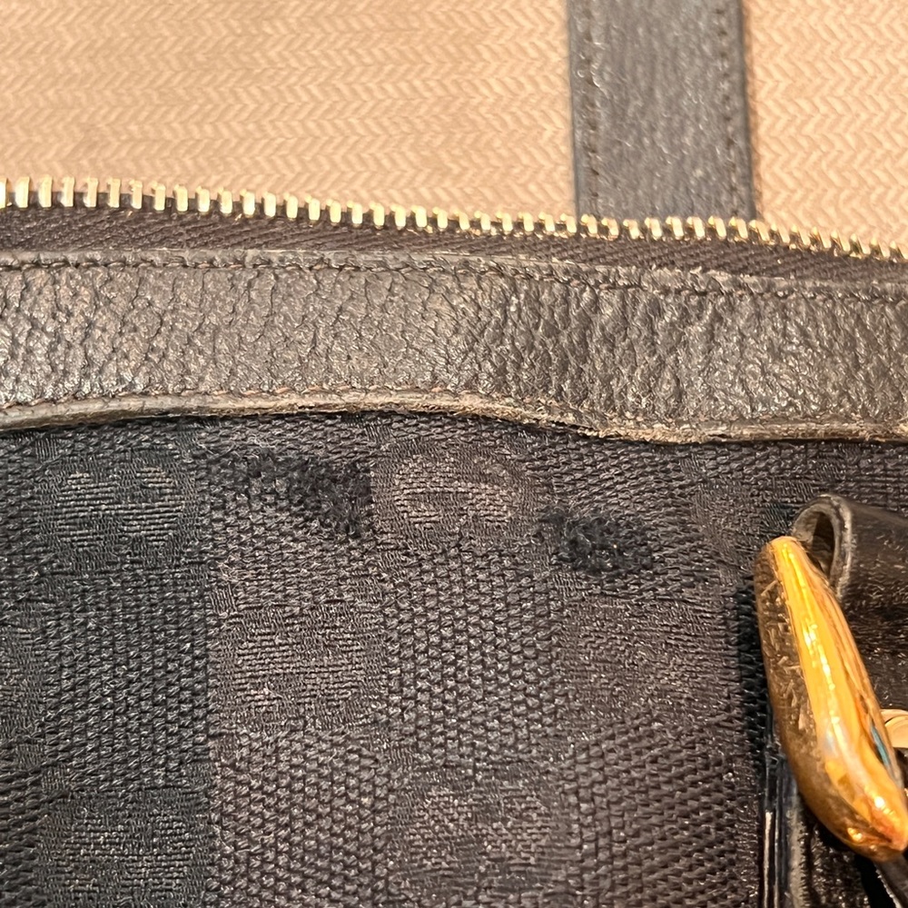 Vintage Gucci Black Jolicoeur Monogrammed Handbag Tote Bag - Picture 7 of 13